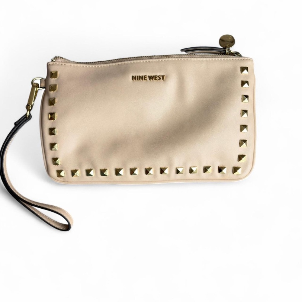 Nine West Beige Wristlet with Gold Accents